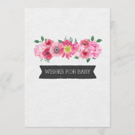 Pink Watercolor Floral Baby Dusche Wünsche für Bab Hinweiskarte