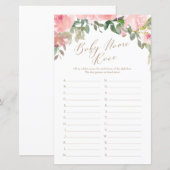 Pink Watercolor Floral Baby Name Race Game (Vorne/Hinten)