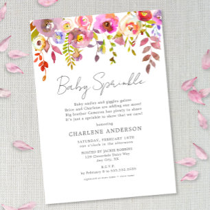 Pink Watercolor Floral Baby Sprinkle Einladung