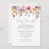 Pink Watercolor Floral Baby Sprinkle Einladung (Vorderseite)