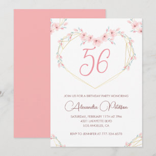 Pink Watercolor Floral Boho 56. Einladung