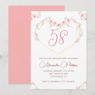 Pink Watercolor Floral Boho 58. Einladung