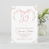 Pink Watercolor Floral Boho 59. Einladung (Stehend Vorderseite)