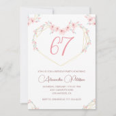 Pink Watercolor Floral Boho 67. Einladung (Vorderseite)