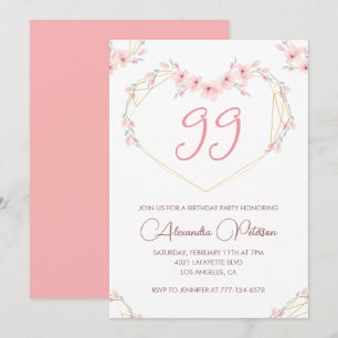 Pink Watercolor Floral Boho 99. Einladung