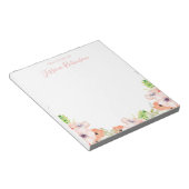 Pink Watercolor Floral Boho Personalisiert Notizblock (angewinkelt)