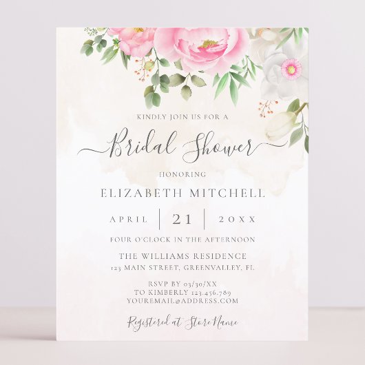 Pink Watercolor Floral Bridal Shower