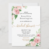 Pink Watercolor Floral Bridal Shower Einladung (Vorderseite)