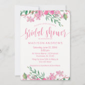 Pink Watercolor Floral Bridal Shower Einladung (Vorderseite)