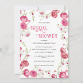 Pink Watercolor Floral Bridal Shower Einladung (Vorderseite)