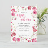 Pink Watercolor Floral Bridal Shower Einladung (Stehend Vorderseite)