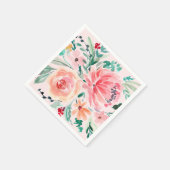 Pink Watercolor Floral Bridal Shower Serviette (Ecke)