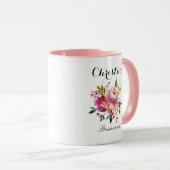 Pink Watercolor Floral Bridesmaid Tasse (VorderseiteRechts)