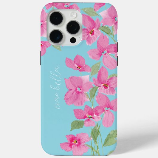 Pink Watercolor Floral Case-Mate iPhone Hülle (Rückseite)
