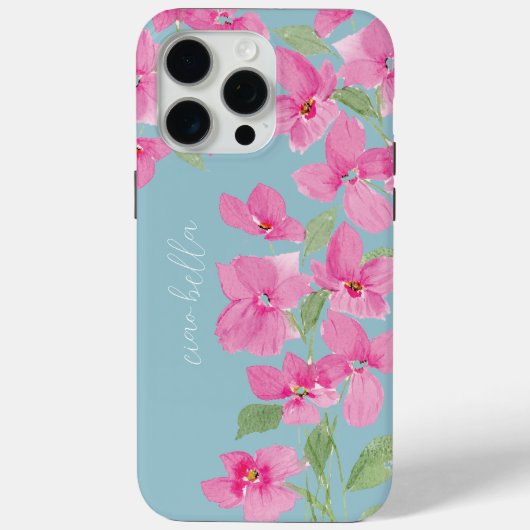 Pink Watercolor Floral Case-Mate iPhone Hülle (Rückseite)