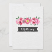 Pink Watercolor Floral Christening Einladung (Vorderseite)