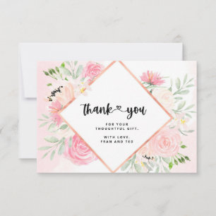 Pink Watercolor Floral Danke Karte