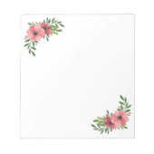Pink Watercolor Floral Design Notepad Notizblock (Vorderseite)
