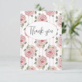 Pink Watercolor Floral Flor Flair Danke Karte (Stehend Vorderseite)