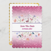 Pink watercolor floral flower einladung (Vorne/Hinten)