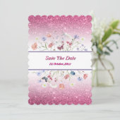 Pink watercolor floral flower einladung (Stehend Vorderseite)