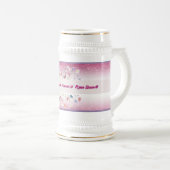 Pink Watercolor Floral Flower Wedding Bierglas (VorderseiteRechts)