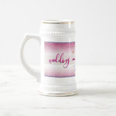 Pink Watercolor Floral Flower Wedding Bierglas (Links)