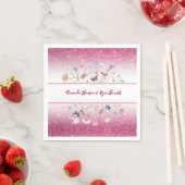 Pink Watercolor Floral Flower Wedding Serviette (Beispiel)