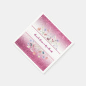 Pink Watercolor Floral Flower Wedding Serviette (Ecke)