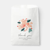 Pink Watercolor Floral Garden Thank You Geschenktütchen (Vorderseite)