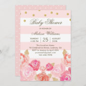 Pink Watercolor Floral Girl Kinderdusche Einladung (Vorne/Hinten)