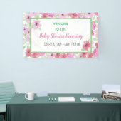 Pink Watercolor Floral Girl's Baby Shower Banner (Messeveranstaltung)