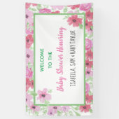 Pink Watercolor Floral Girl's Baby Shower Banner (Vertikal)