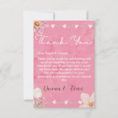 Pink Watercolor Floral Illustration Hochzeit Dankeskarte (Vorderseite)
