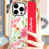 Pink Watercolor Floral Individuelle Name Case-Mate iPhone Hülle