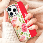 Pink Watercolor Floral Individuelle Name Case-Mate iPhone Hülle