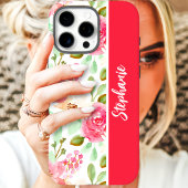 Pink Watercolor Floral Individuelle Name Case-Mate iPhone Hülle