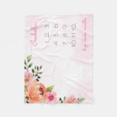 Pink Watercolor Floral Meilenstein Fleecedecke (Vorderseite)