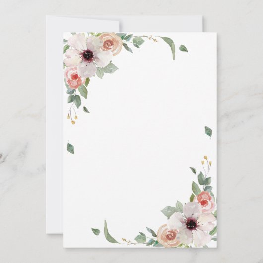 Pink Watercolor Floral Moderne Hochzeit Einladung (Rückseite)