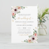Pink Watercolor Floral Moderne Hochzeit Einladung (Stehend Vorderseite)