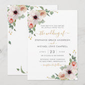 Pink Watercolor Floral Moderne Hochzeit Einladung (Vorne/Hinten)