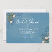 Pink Watercolor Floral Navy Blue Brautparty Einladung (Vorderseite)