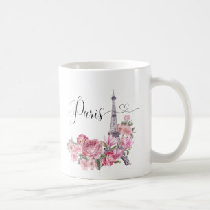 Pink Watercolor Floral Paris City Kaffeetasse