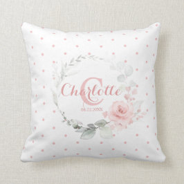 Pink Watercolor Floral Polka Dots Girl Kinderzimme Kissen