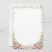 Pink Watercolor Floral Pumpkin Glitzer Baby Dusche Einladung (Rückseite)