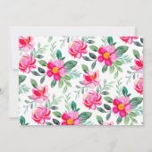 Pink Watercolor Floral Script Custom Bridal Shower Dankeskarte (Rückseite)