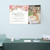 Pink Watercolor Floral String Light Abschluss Banner (Messeveranstaltung)