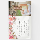 Pink Watercolor Floral String Light Abschluss Banner (Vertikal)