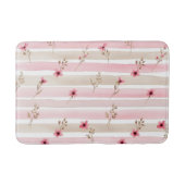 Pink Watercolor Floral Stripe Pattern Badematte (Vorderseite)