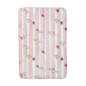 Pink Watercolor Floral Stripe Pattern Badematte (Vorderseite Vertikal)